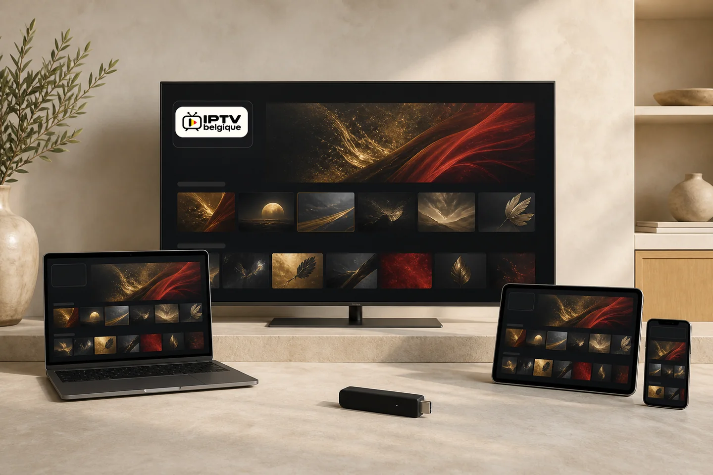 Televiseur, ordinateur portable, tablette, smartphone et boitier de streaming compatibles avec IPTV belgique